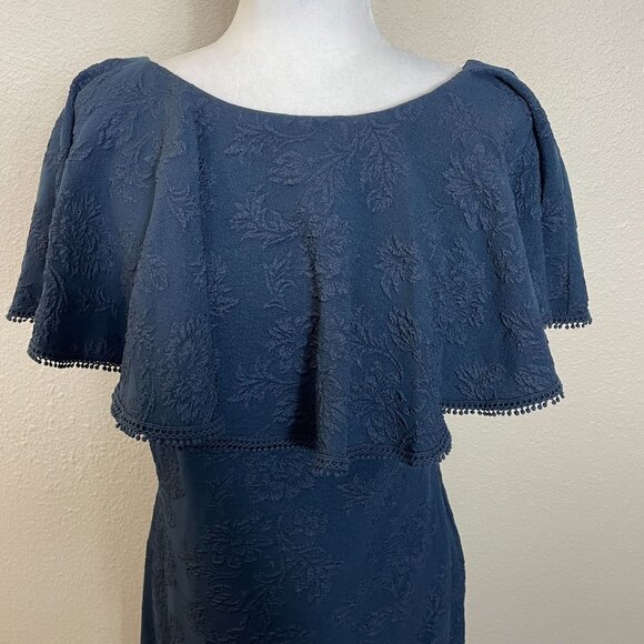 Tadashi Shoji Gown Dress 8 Size Kayla Ruffle Neckline Jacquard Textured … - Picture 8 of 10